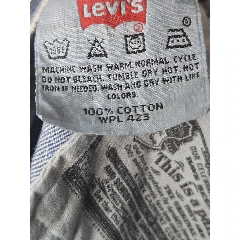 Levis Mens Blue 100% Cotton Denim Jeans 36 x 30 Button Fly